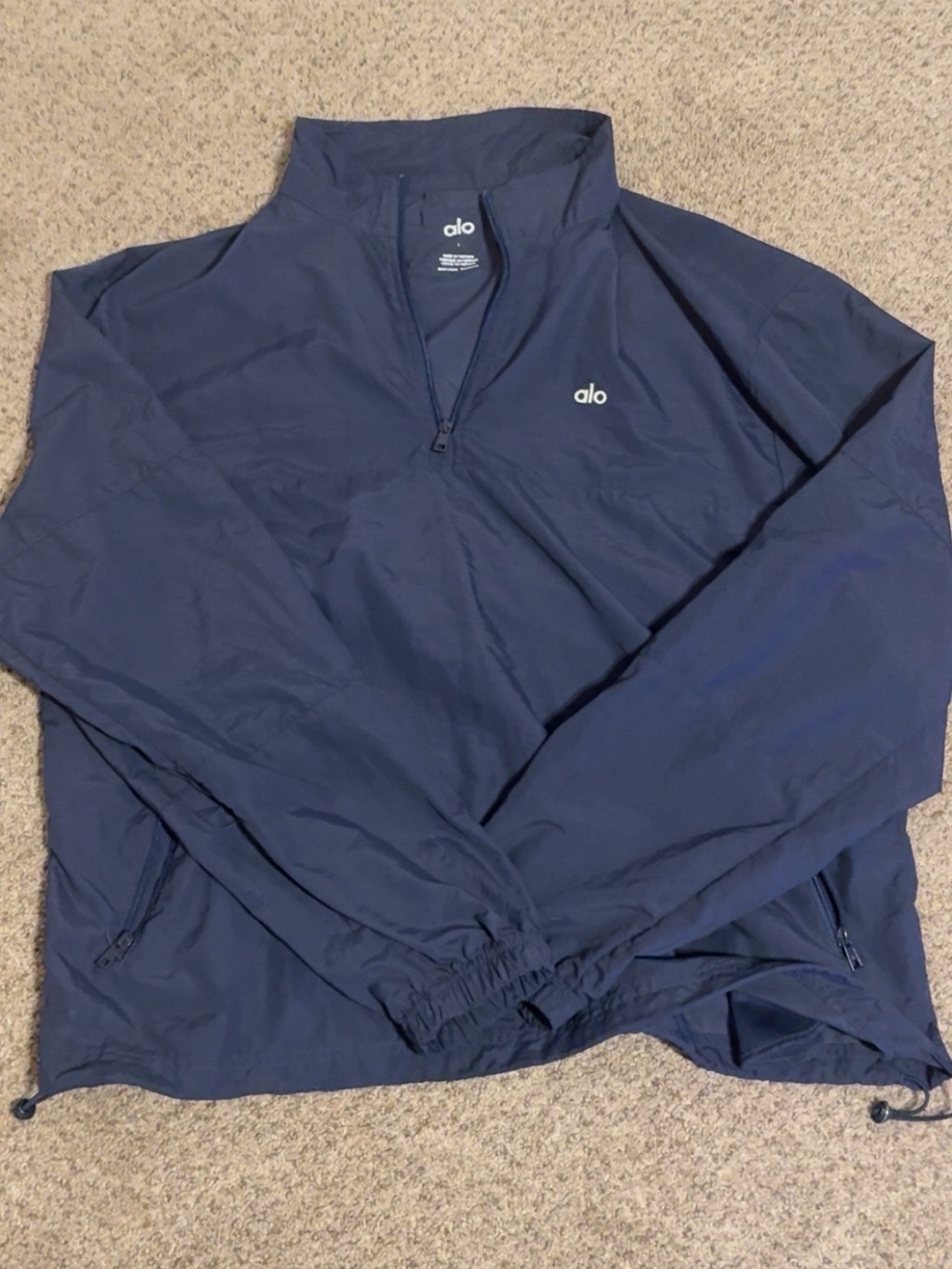 ALO Yoga Navy Half-Zip Windbreaker Pullover
